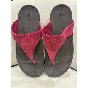 Fitflop Fino Thong Sandals Womens US 8‎ UK 6 Pink Suede Comfortable Flip Flops